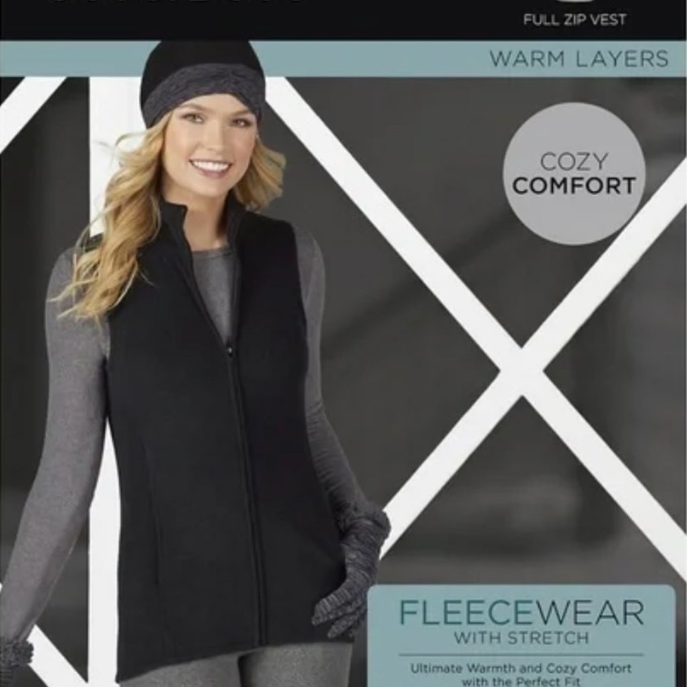 WOMENS CUDDL DUDS VEST FLEECE WEAR W/ STRETCH SIZE XLARGE Black - NEW - Picture 5 of 8